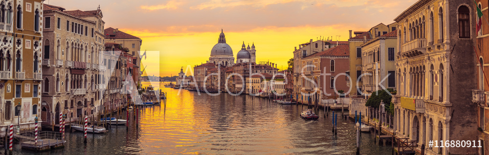 Venice city and canal with sunrise view panorama