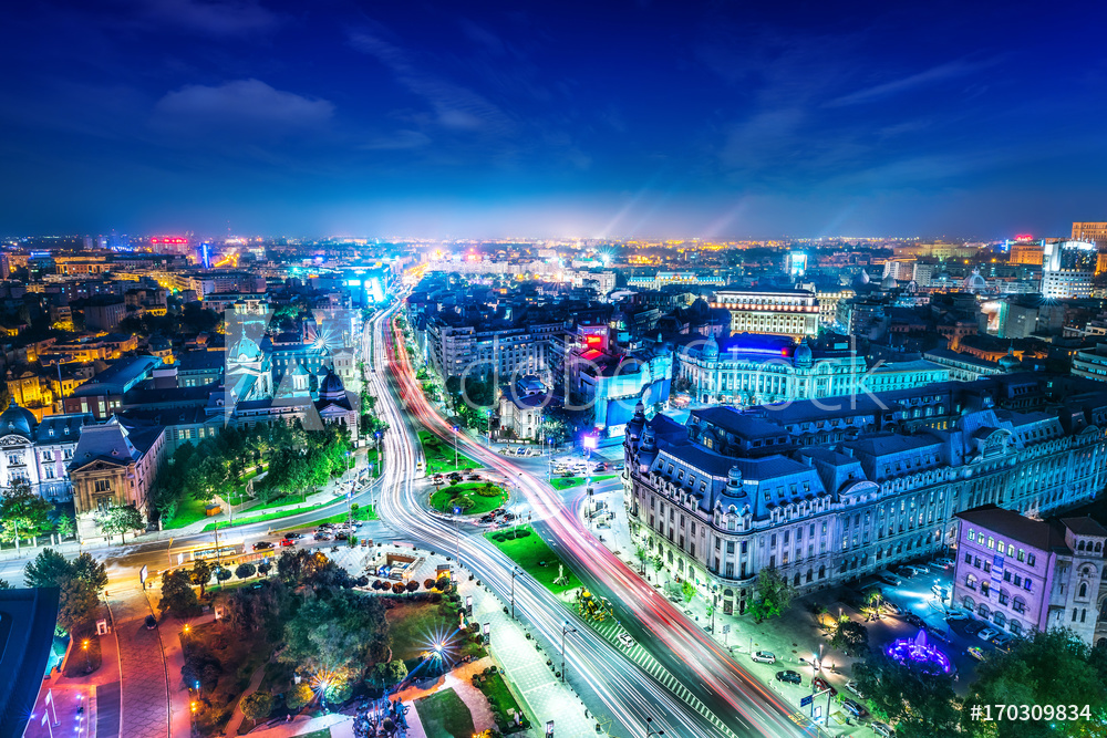 Bukareszt w nocy | Obraz na płótnie