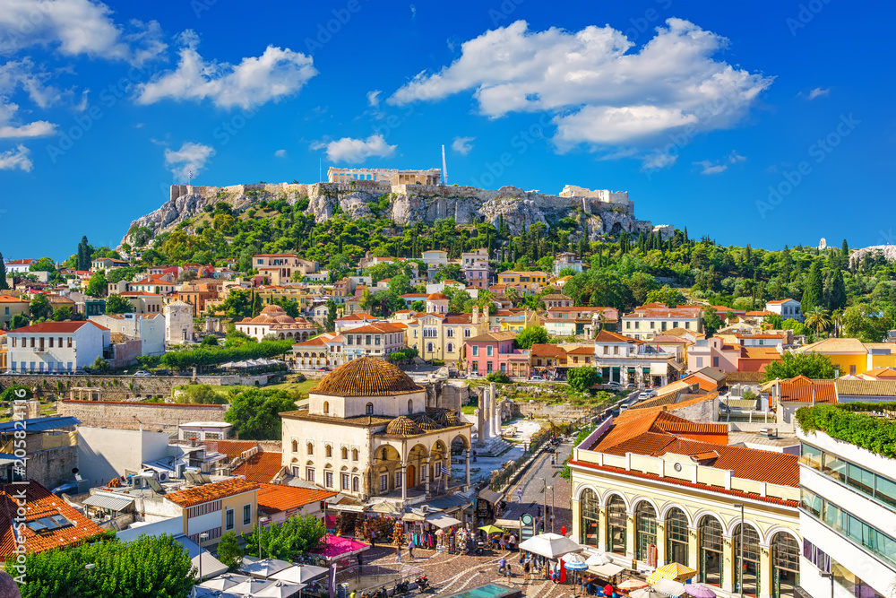 Obraz na płótnie View of the Acropolis from the Plaka, Athens, Greece w salonie