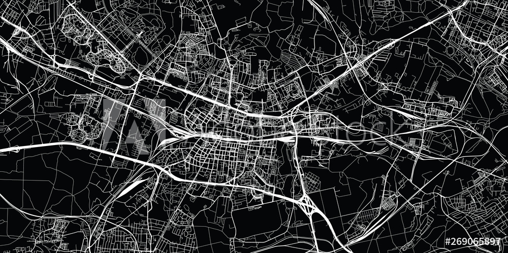 Fotoobraz Urban vector city map of Katowice, Poland beton architektoniczny