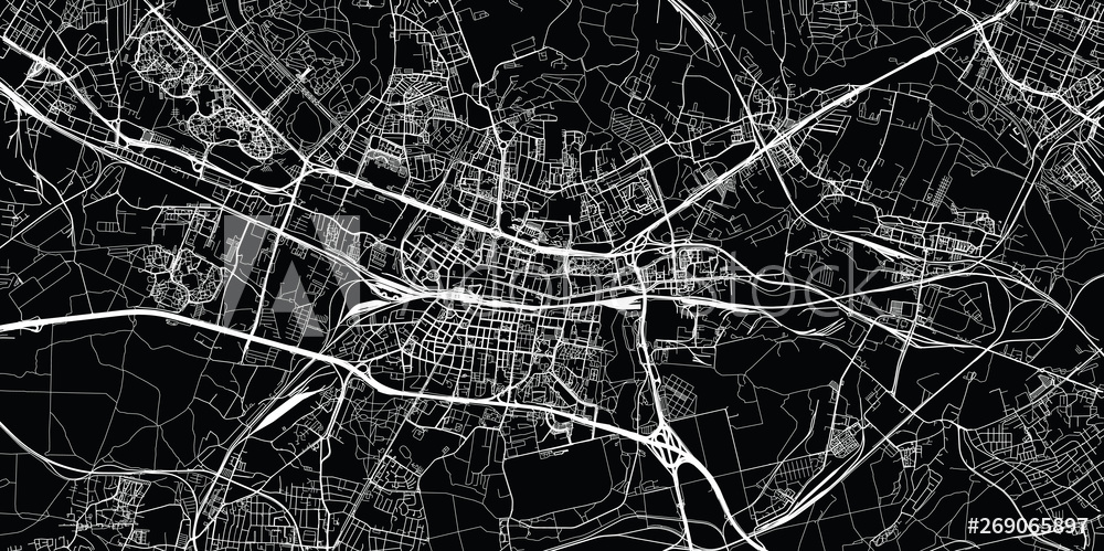 Urban vector city map of Katowice, Poland