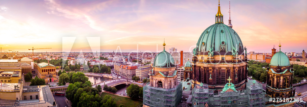 Obraz na płótnie Katedra Berlińska o zachodzie słońca | obraz na płótnie w salonie