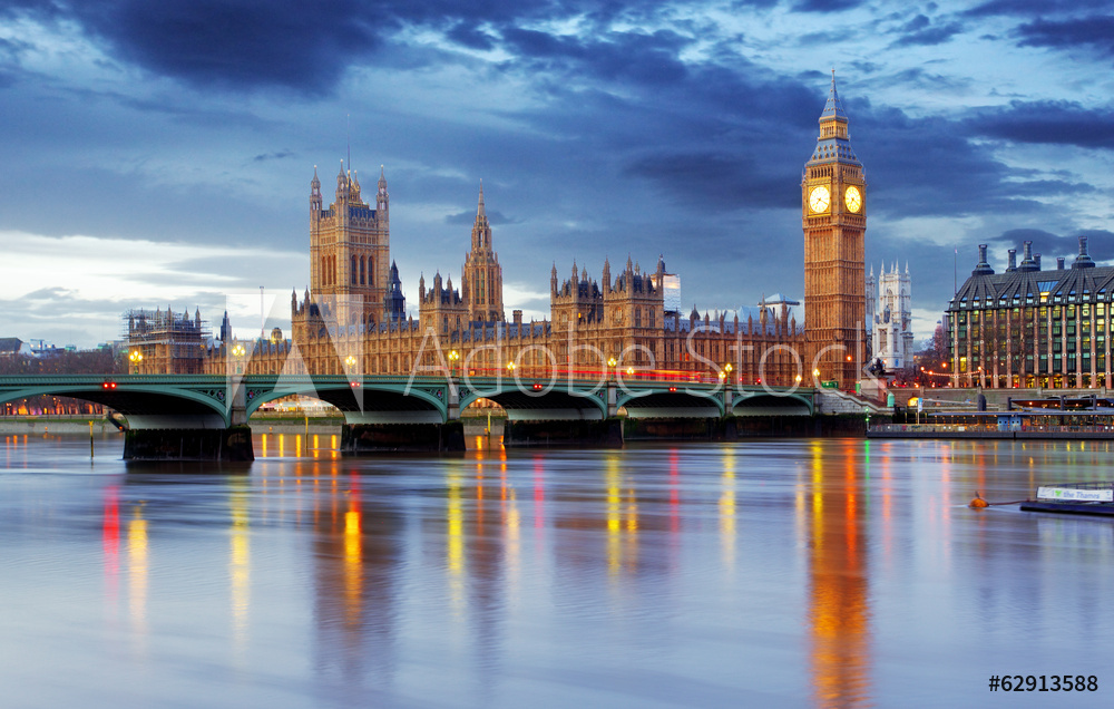 Obraz drukowany na płótnie London - Big ben and houses of parliament, UK