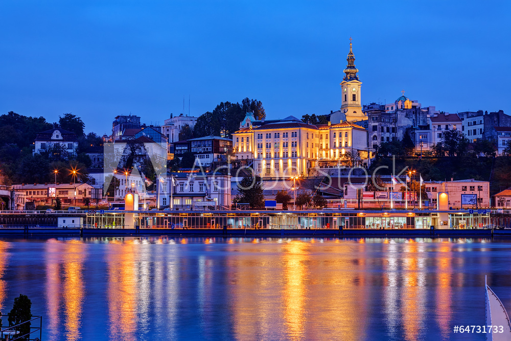 Obraz na płótnie Belgrad nocą panorama | obraz na płótnie w salonie