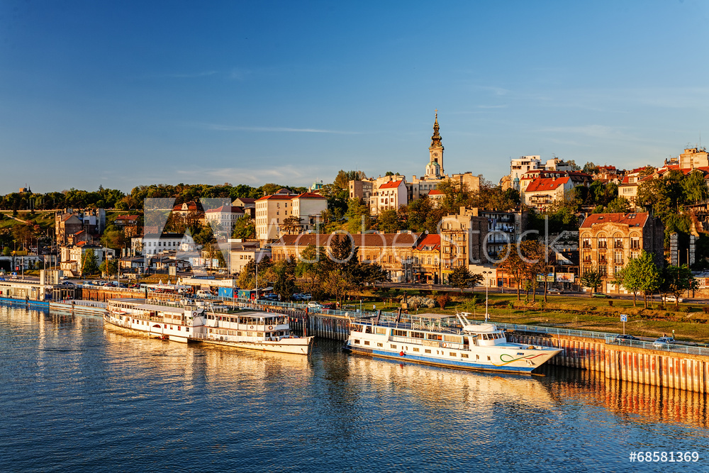 Obraz na płótnie centrum Belgradu nad rzeką Sava | Obraz na płótnie w salonie