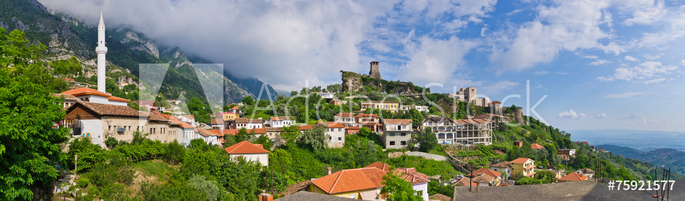 Scene with Kruja castle near Tirana, Albania