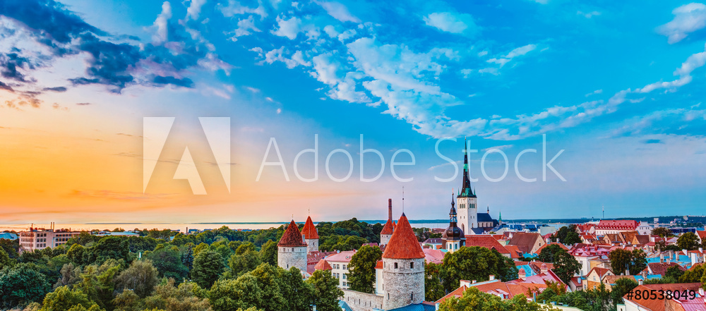 Panorama Panoramic Scenic View Landscape Old City Town Tallinn I