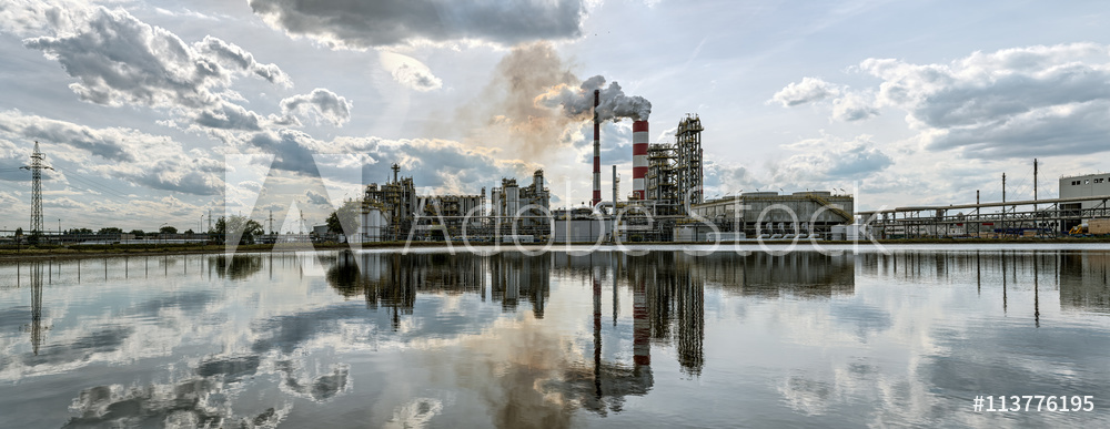 Obraz drukowany na płótnie Panorama - rafineria w płocku obraz HDR - high dynamic range