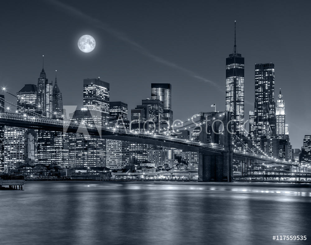Obraz drukowany na płótnie Nowy Jork nocą