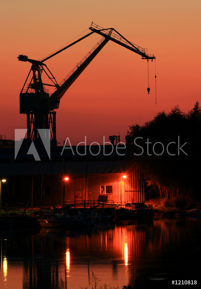 Płock rzeczny port nocą | fotoobraz