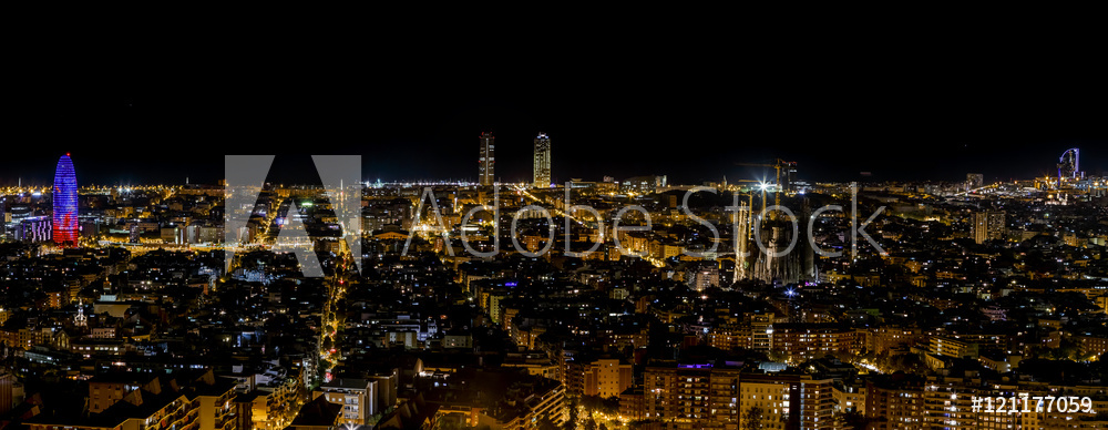 Nocna panorama Barcelony | Obraz na płótnie