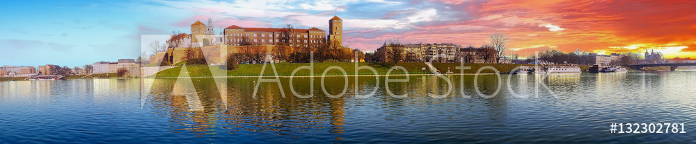 Obraz drukowany na płótnie Panorama krakowa - wawel