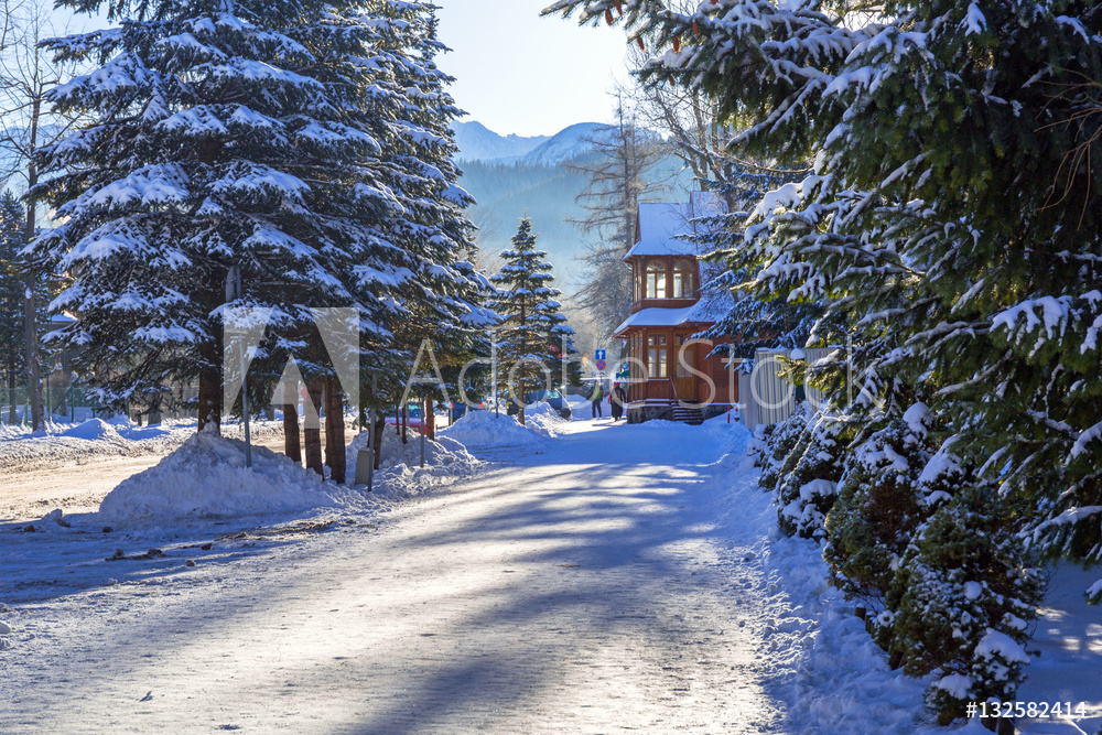 Obraz na płótnie Zakopane in Tatra mountains at winter time, Poland w salonie