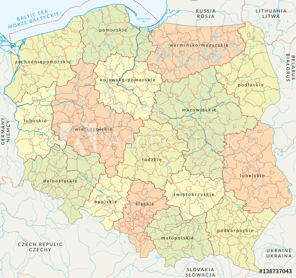 Administracyjna mapa Polski