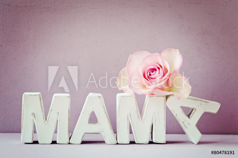 Obraz na płótnie MAMA z różą w salonie