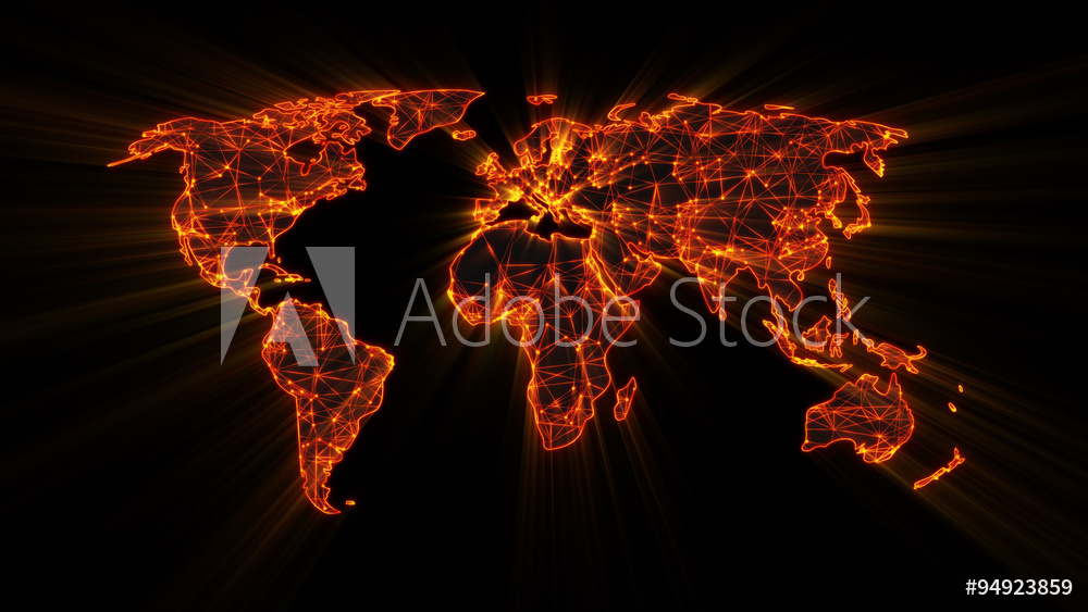 Obraz na płótnie Pomarańczowa mapa świata w salonie