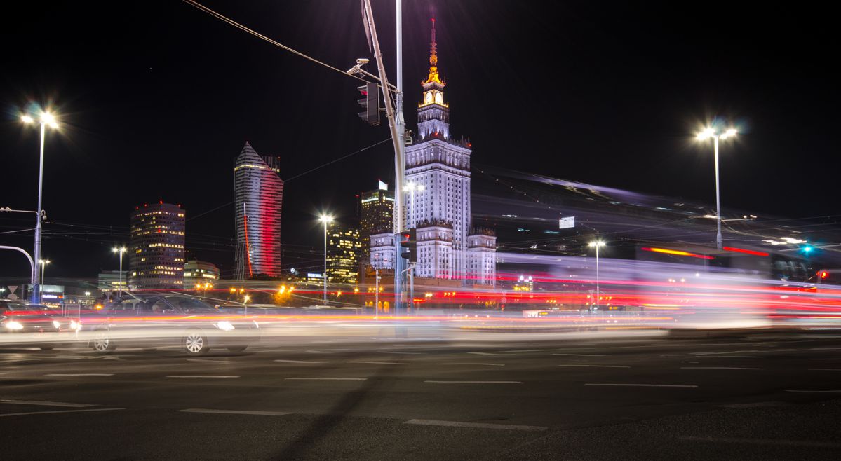 Fotoobraz Nocna Warszawa | Obraz na płótnie beton architektoniczny