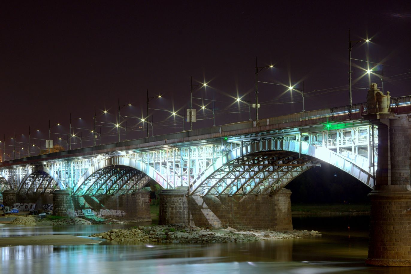 Podświetlony most Poniatowskiego | Obraz na płótnie